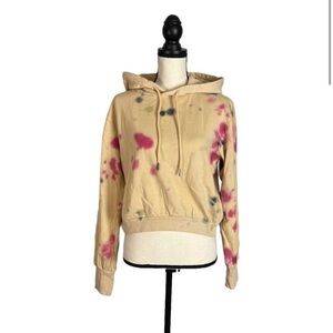 AFRM Womens Hooded Sweatshirt Sand Crumble Tie Dye Hoodie lounge tan pink Small